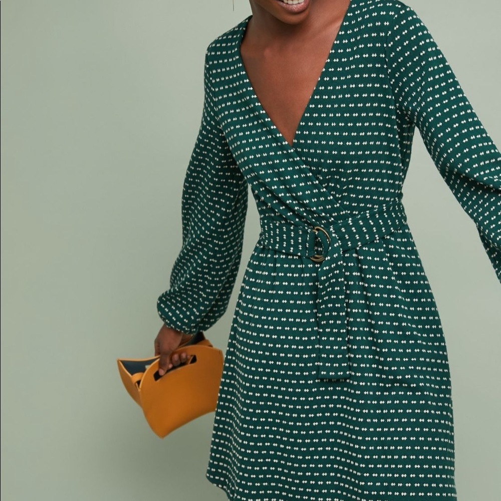 Anthropologie Maeve Malta Belted Dress in green